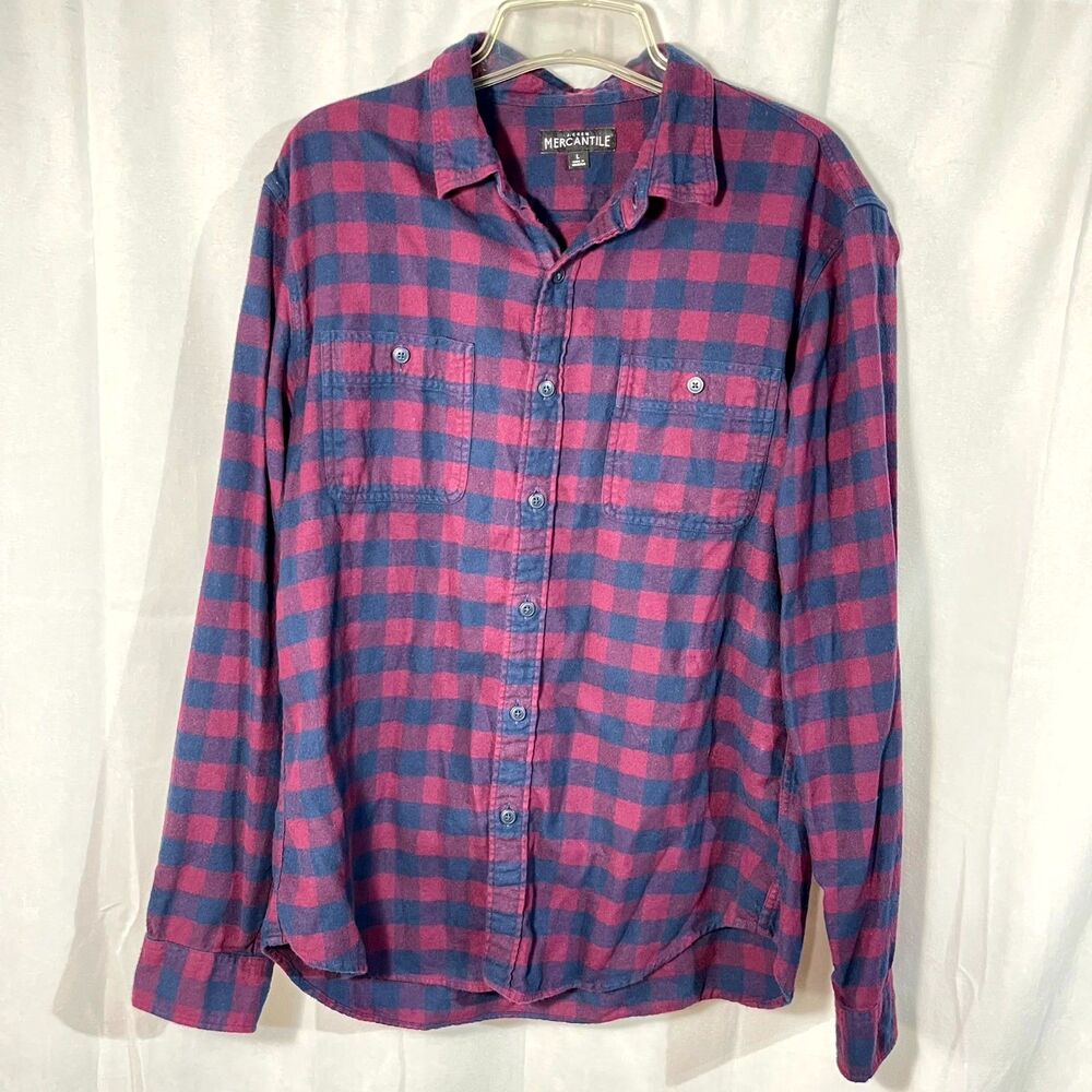 J. Crew Mercantile Plaid Button Up Shirt Size L Mens